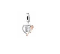 13th 16th 18th 21st 30th 40th 50th 60th Birthday Anniversary Rose Gold Heart Pendant 925 Sterling Silver For Pandora Charm Bracelet (18 18th Eighteen Birthday Anniversary Rose Gold Love Heart)