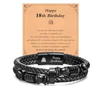 13th 16th 18th 21st 30th 40th Birthday Gifts for Men Boys, Leather Bracelet Engraved Happy Birthday Gifts for Son Grandson Dad Nephew Brother Husband Friend
