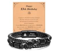 13th 16th 18th 21st 30th 40th Birthday Gifts for Men Boys Teenage, Leather Bracelet Engraved Happy Birthday Gifts for Son Grandson Dad Brother Nephew Husband Friend