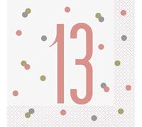 13th Age 13 Happy Birthday Rose Gold Paper Disposable Napkins Napkin Party Tableware Eco Friendly UP