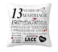 13th Anniversary Cushion Cover Gift for Him Her, 13 Years Anniversary Wedding Gifts Decorations for Couple Boyfriend Girlfriend Men Women Husband Wife, 13 Years of Marriage Pillow Case 45x45cm
