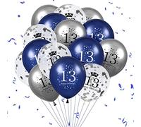 13th Birthday Balloons, 15 PCS Navy Blue Silver Latex 13th Birthday Balloons for Boys Girls 13th Anniversary Happy Birthday Party Decorations Navy Blue Balloons Decor Supplies,12 Inches