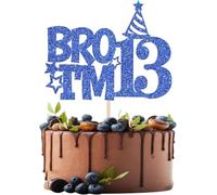 13th Birthday Cake Topper for Boys - Non-Edible Pre-Assembled Glitter Decorations with Thick 350g Paper, Fits Cake & Cupcakes (Blue)