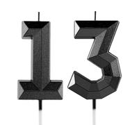 13th Birthday Candle Black Number 13 Candles 3D Design Cake Topper Decorations Happy Birthday Candle for Women Men Wedding Anniversary Celebrations Party Supplies