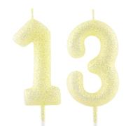 13th Birthday Candle Gold Yellow Glitter Number 13 Candles Luminous Cake Topper Decorations Happy Birthday Candle for Girls Boy Women Anniversary Celebrations Party Supplies