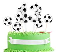 13th Birthday Candle Soccer 3D Designed Number 13 Candles with 5 Pcs Soccer Cardstock Cake Topper Decorations Happy Birthday Candle for Girls Boy Anniversary Party Supplies