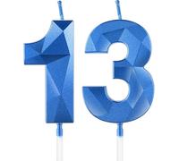 13th Birthday Candles for Cake,Royal Blue Number 13 Candle Decorations Birthday Party,3D Design Birthday Candle for Girls Boys 13th Birthday Theme Anniversary Supplie Decorations