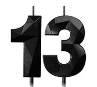 13th Birthday Candles for Cakes Number Candles Black Cake Candles for Anniversary Birthday Party Decorations Cake Toppers 13th Birthday Cake Candles