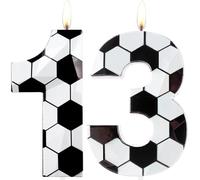 13th Birthday Candles Number 13 Candles Soccer Happy Birthday Candle Premium Wax & 3D Diamond Design Soccer Themed Cake Topper Decorations for Men Boy Birthday Party Soccer Fan Celebration Supplie