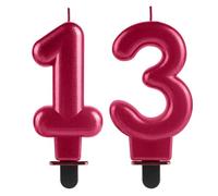 13th Birthday Candles Numbers Rose Red Matte 3D Designed for Cake Topper Decor Candle Happy Birthday for Her Him Party Anniversary Wedding Decorations Supplies