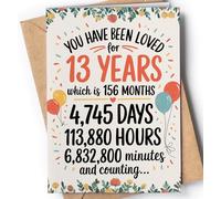 13th Birthday Card - 13 Birthday Card for Girls or Boys - Happy Birthday Cards for 13 Year Old Daughter, Son, Niece, Nephew, Grandson, Granddaughter for Thirteen Years Bday - NUM 266