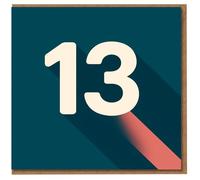 13th Birthday Card - Age 13 - Bold Minimal Number on Teal with Long Shadow - Modern Teenager Birthday for Boy or Girl
