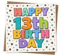 13th Birthday Card for Girl, Bold ‘Happy ’ Confetti