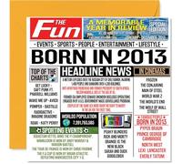 13th Birthday Card for Girls and Boys, Born In 2013 Newspaper