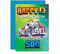 13th Birthday Cards For Son - Next Level - Happy Birthday Card for 13 Year Old Boy Brother Son Grandson Nephew, A5 Bday Greeting Cards