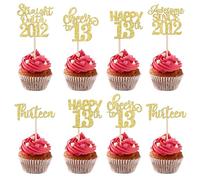 13th Birthday Cupcake Toppers 2011 Happy 13th Thirteen Awesome Since 2011 Glitter Cupcake Toppers 13 Pieces Gold Glitter Cupcake Toppers 13 Pieces 13th Anniversary Cake Toppers