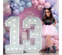 13th Birthday Decorations for Girl Boy: Light Up Numbers Large 4FT Big Marquee Number for 31st 13th Birthday Balloons Anniversary Party Decor Gift Cardboard Mosaic Balloon Arch Stand Pre-cut Foam