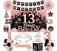 13th Birthday Decorations for Girls, Rose Gold 13th Birthday Party Kits