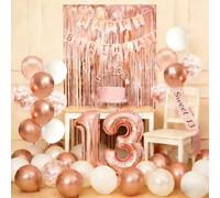 13th Birthday Decorations Girls - Rose Gold 13 Birthday Decorations Include Banner, Fringe Curtains, Latex Balloons, Crown, Sash, Cake Topper & Number Balloon for Girls BD Party Decor