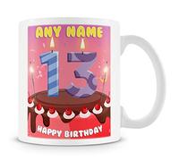 13th Birthday Gift for Boys and Girls - Personalised Mug/Cup - Add Name - Birthday Cake Design