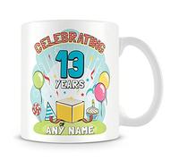 13th Birthday Gift for Boys - Personalised Mug/Cup - Add Name - Birthday Celebration - Blue