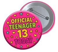 13th Birthday Gift For Girls 76mm Official Teenager Badge In Pink For Daughter Granddaughter & Niece