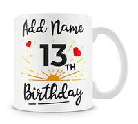 13th Birthday Gift for Girls - Personalised Mug/Cup - Add Name - Sunshine and Heart Design