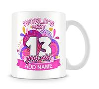 13th Birthday Gift for Girls - Personalised Mug/Cup - Add Name - Worlds Best Design - Pink