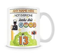 13th Birthday Gift - Personalised Mug/Cup - Add Name - Not Everyone Looks This Good Design - Yellow