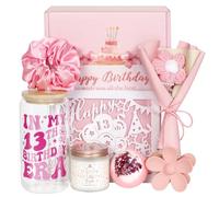 13th Birthday Gifts for Girls, 13 Year Old Gift Ideas for Official Teenager Girl, 7Pcs Happy 13th Birthday Basket Decorations Teen Trendy Stuff, Pink Presents Box for Her, Daughter, Niece