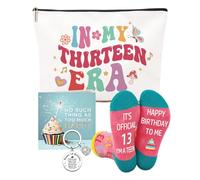 13th Birthday Gifts for Girls, Exquisite Pencil Case, Makeup Bag & Sports Socks Set with Blessing Card & Keychain - Perfect 13th Birthday Gifts for Her, Daughter, Best Friend or Sister