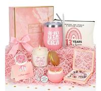 13th Birthday Gifts for Girls, Sweet 13 Gift Box for Christmas | Includes Sweet 13 tumbler, makeup bag, candle, bath bomb, bracelet, keychain, greeting card and gift box for Best Friend