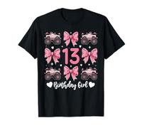 13th Birthday Girl Monster Truck Coquette Bow T-Shirt