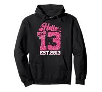13th Birthday Girl Pink Coquette Bow Hello 13 Years Old Gift Pullover Hoodie