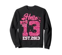 13th Birthday Girl Pink Coquette Bow Hello 13 Years Old Gift Sweatshirt