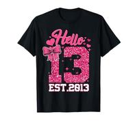 13th Birthday Girl Pink Coquette Bow Hello 13 Years Old Gift T-Shirt