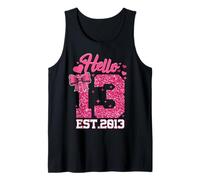 13th Birthday Girl Pink Coquette Bow Hello 13 Years Old Gift Tank Top
