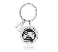 13th Birthday Keychain Girls Boys Keepsake Keychain Game Engraved Keychains, for her him women men daughter son niece nephew birthday gift thank you gift accessories, funny birthday gifts ideas
