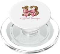 13th Birthday Leopard Print Pink Bow Official Teen PopSockets PopGrip for MagSafe