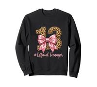 13th Birthday Leopard Print Pink Bow Official Teen Sweatshirt