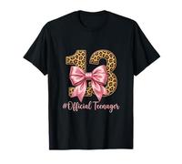 13th Birthday Leopard Print Pink Bow Official Teen T-Shirt