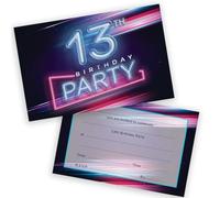 13th Birthday Party Invitations Teenager - Disco Neon Lights 28 Pack - Childrens Birthday Invitations for Boys/Girls A6 Bday Party Invites Invitation Cards with Folding Envelopes