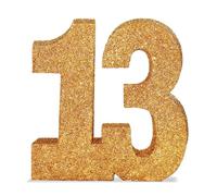 13th Birthday Table Decorations for Boys Girls, 8" Number 13 Glitter Table Decoration Centrepiece, Standing Large Champagne Gold 13 Sign Table Number for Birthday Wedding Anniversary Table Decorations