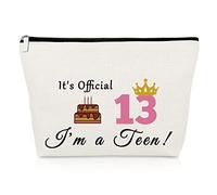 13th Gifts for Girls Happy 13th Birthday Gifts Makeup Bag for 13 Year Old Teens Sweet Thirteen Birthday Cosmetic Bag for Best Friend Daughter Sister Celebrate Turning Thirteen Travel Cosmetic Pouch