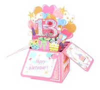 13th Happy Birthday 3D Cards, Shinny Birthday Pop Up Greeting Card with Envelope Happy Sweet 13th Decoration Creative Bday Gift for Boys and Girls