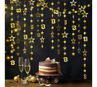 13th Happy Birthday Banner,Premium Birthday Decoration Set,3m Long B/irthday Decorations,B/irthday De/corations for Men and Women,Gold Party D/ecorations,Gold Circle Dots Star Party D/ecorations