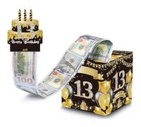 13th Money Box for Cash Gift Birthday, 13th Birthday Gifts for Boys Girl Surprise Pull Out Money Gift Box for 13 Year Old Boy Girls Birthday Gift (with 50PCS Bags)