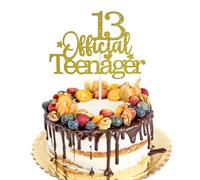 13th Official Teenage Cake Topper, Gold Glitter Cheers to 13th Birthday Decorations for Girls Boys Fabulous Cakes Decoration for Birthday Anniversary Party Cake Supplies