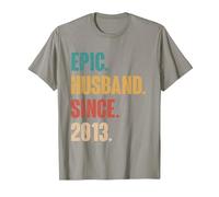 13th Wedding Anniversary for Him - Epic Husband Since 2013 T-Shirt, Men, Slate Grey, Medium