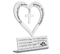 13th Wedding Anniversary Plaque Decoration Gifts for Wife 13 Years of Marriage Heart Cross for Couples Women Him Her Husband Marriage 13th Anniversary Decorative Signs EC132